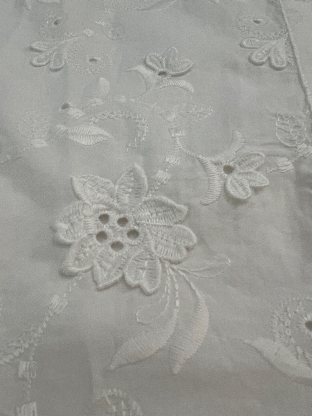 Adrianna Papell White Eyelet Embroidered Cotton Blouse M - Picture 4 of 16
